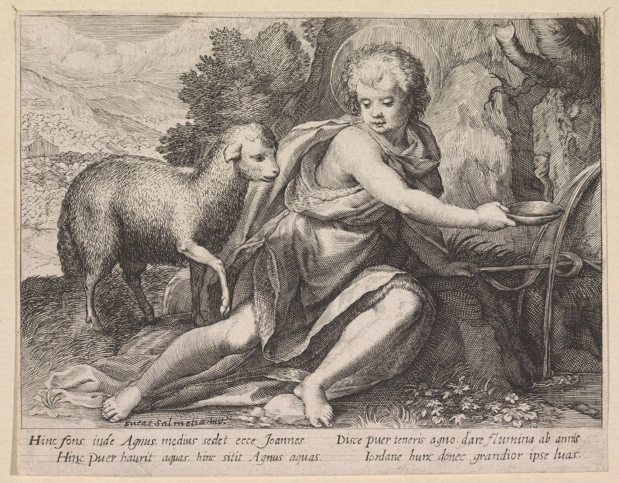 Giovanni Battista come giovane presso una fonte da Raphaël Sadeler (I)