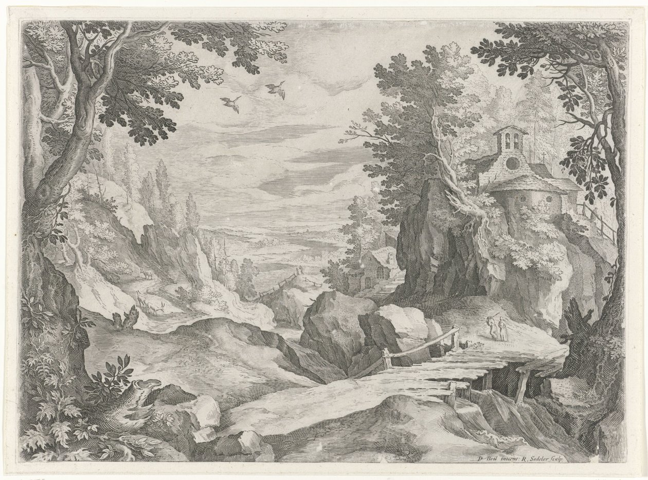 Paesaggio con una cappella da Raphaël Sadeler (I)