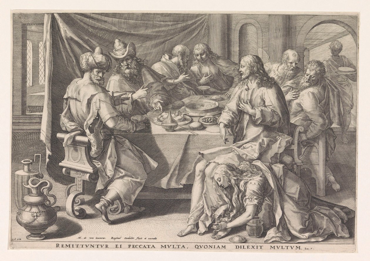 Maria Maddalena lava i piedi di Cristo da Raphaël Sadeler (I)