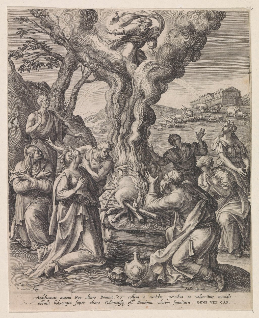 Offerta di Noè dopo il diluvio da Raphaël Sadeler (I)