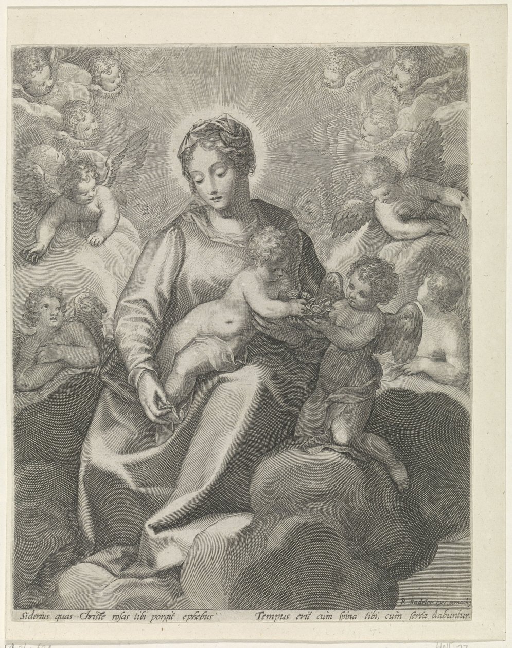Maria con il Bambino Gesù tra le nuvole da Raphaël Sadeler (II)