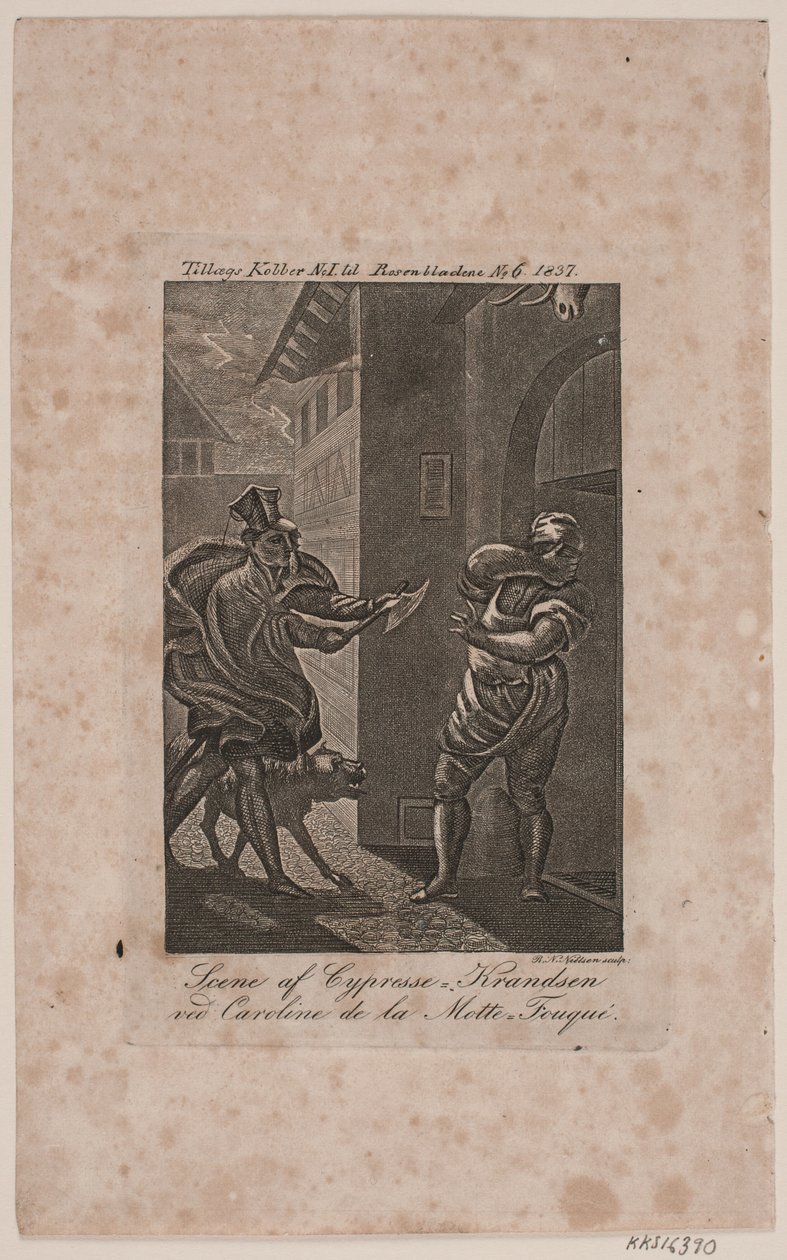 Scena di Cypresse-Knudsen. Incisione aggiuntiva per Rosenbladene Nr. 6, 1837 da Rasmus Nicolai Nielsen