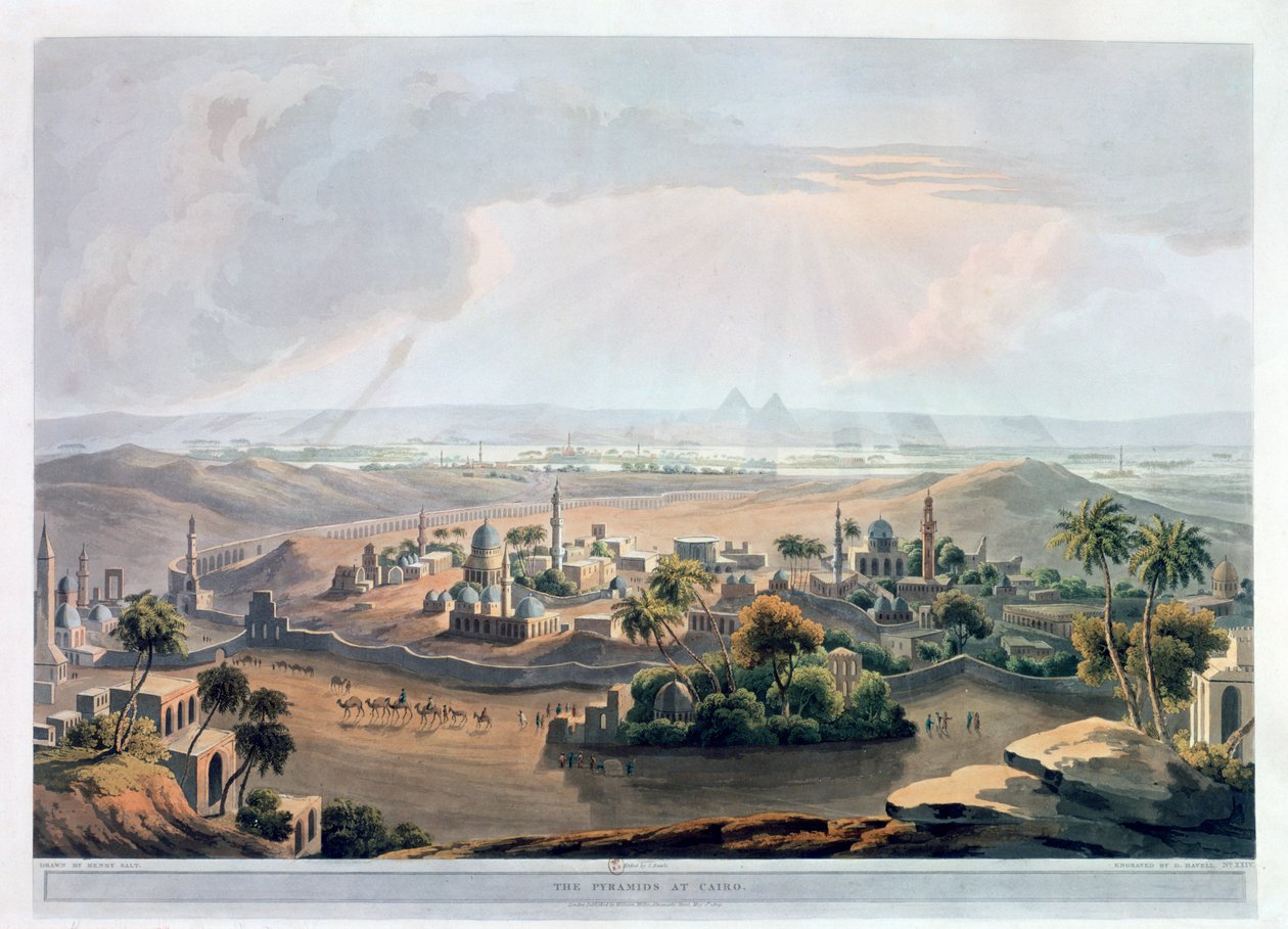 Le piramidi al Cairo, 1809 da Rawle