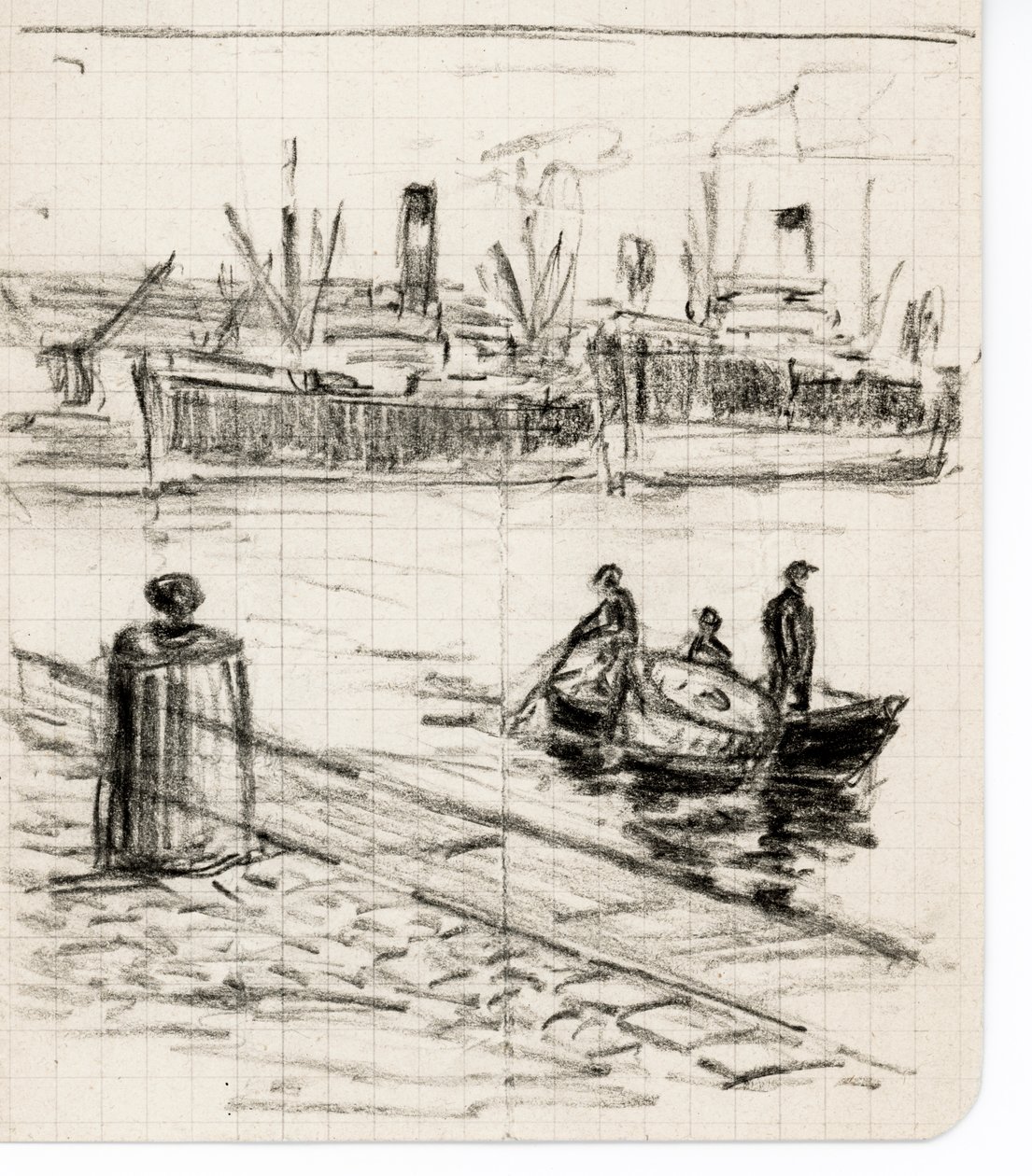Marinai e barche, porto di Bordeaux (disegno) da Raymond Bonnefon