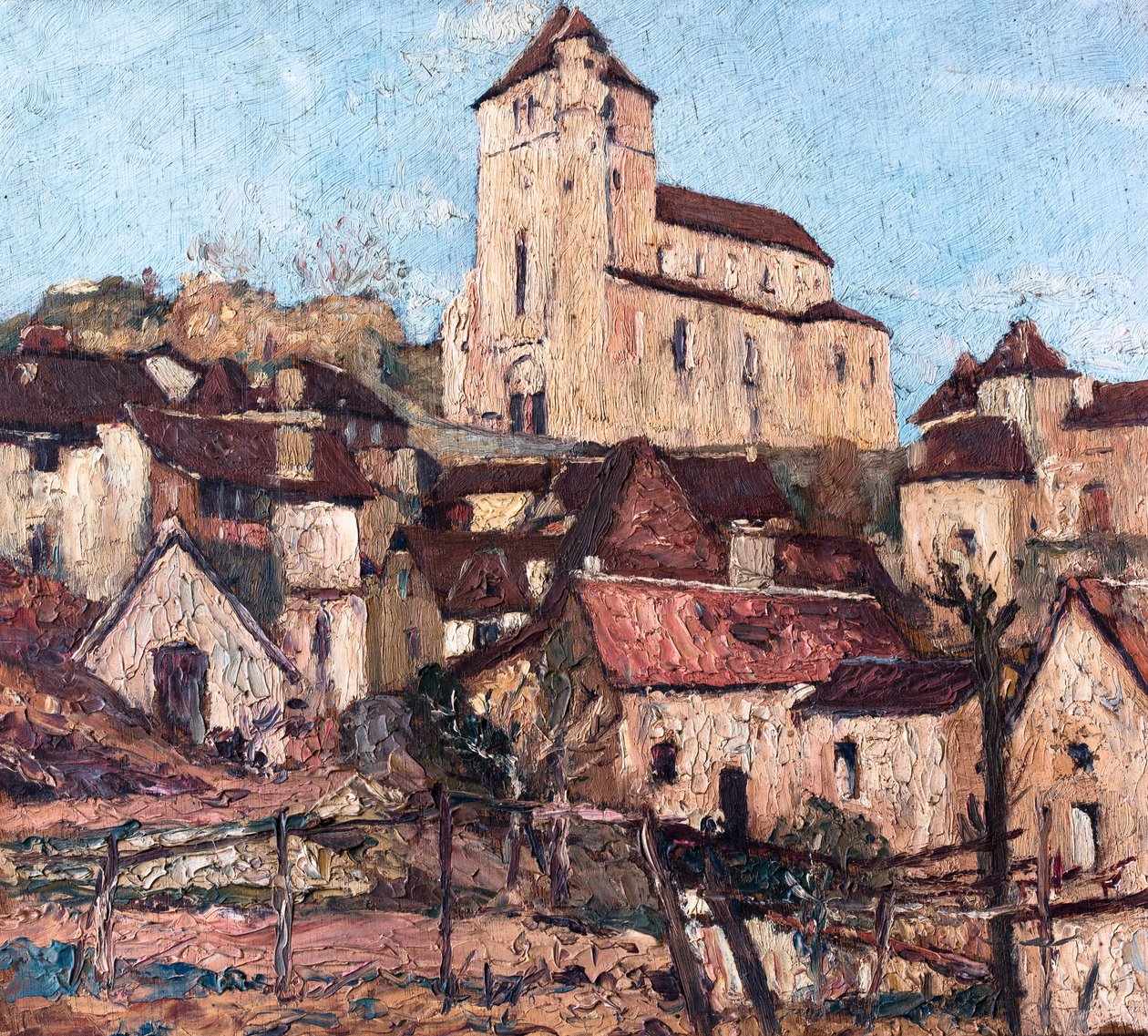 Saint-Cirq-Lapopie (Lot) (olio su tavola) da Raymond Bonnefon