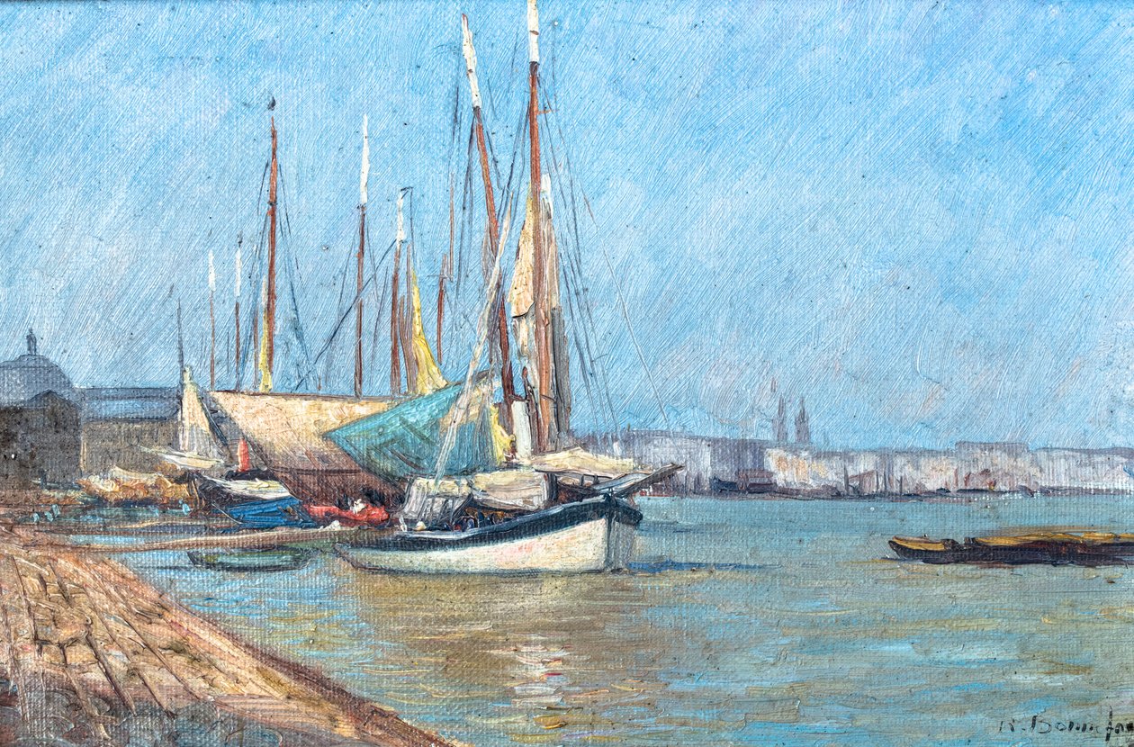 Veduta del porto di Bordeaux (olio su tela) da Raymond Bonnefon