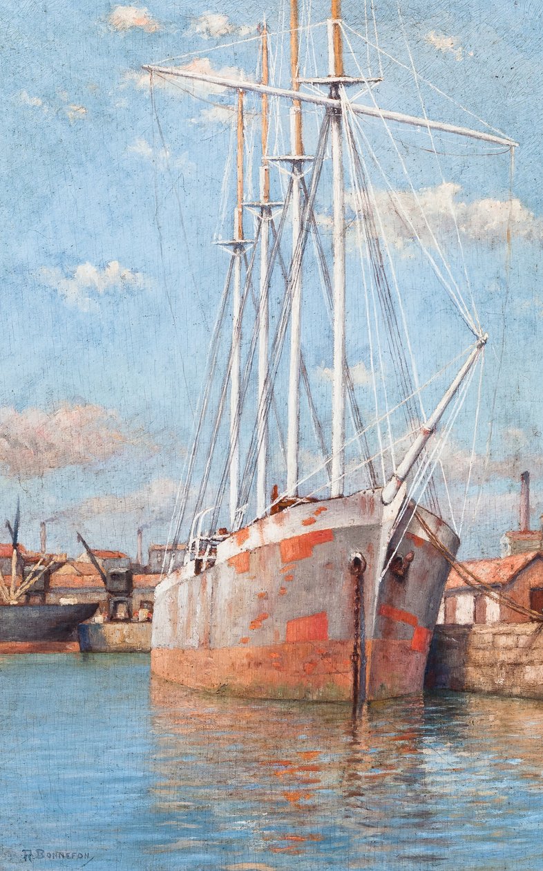 Voilier desarme (olio su legno) da Raymond Bonnefon