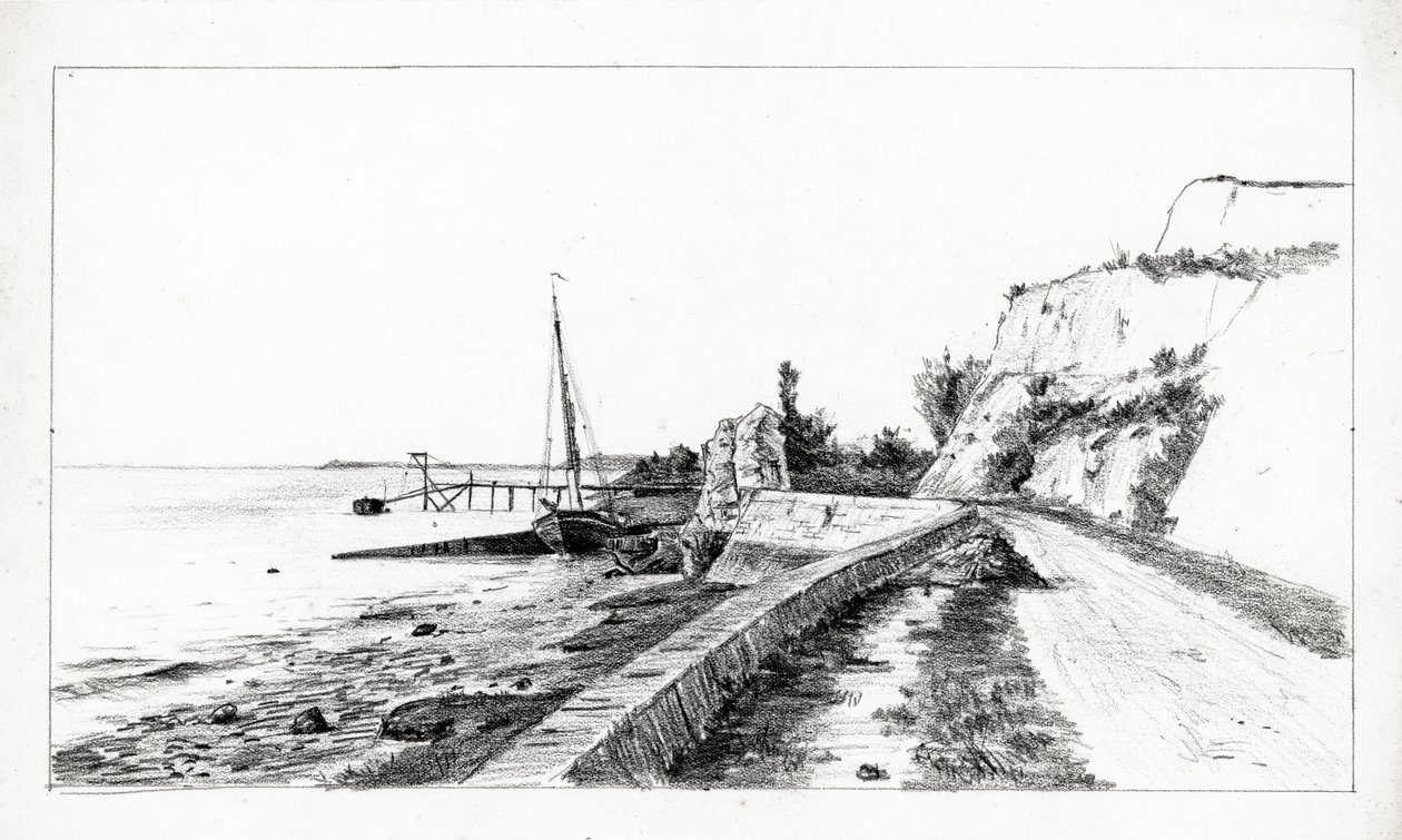 la Roque de Thau (carboncino e matita) da Raymond Bonnefon