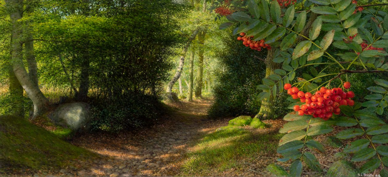 Pomeriggio di settembre ai margini del bosco di Adel, 2004 (olio su carta, steso su tela) da Raymond Booth