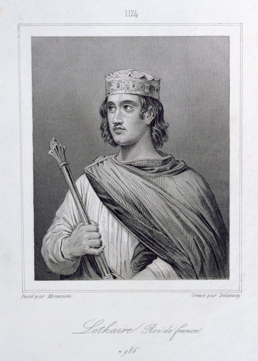 Lotario (941-986) Re di Francia, inciso da Delannoy da Raymond Quinsac Monvoisin