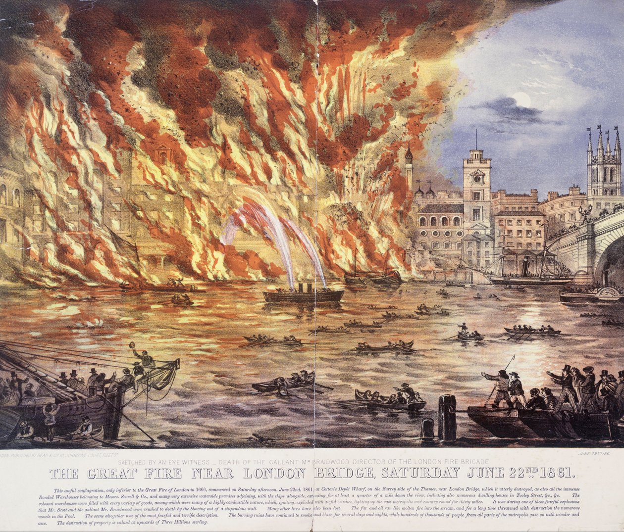 Il Grande Incendio vicino al Ponte di Londra, Sabato 22 Giugno 1861 da Read and Company