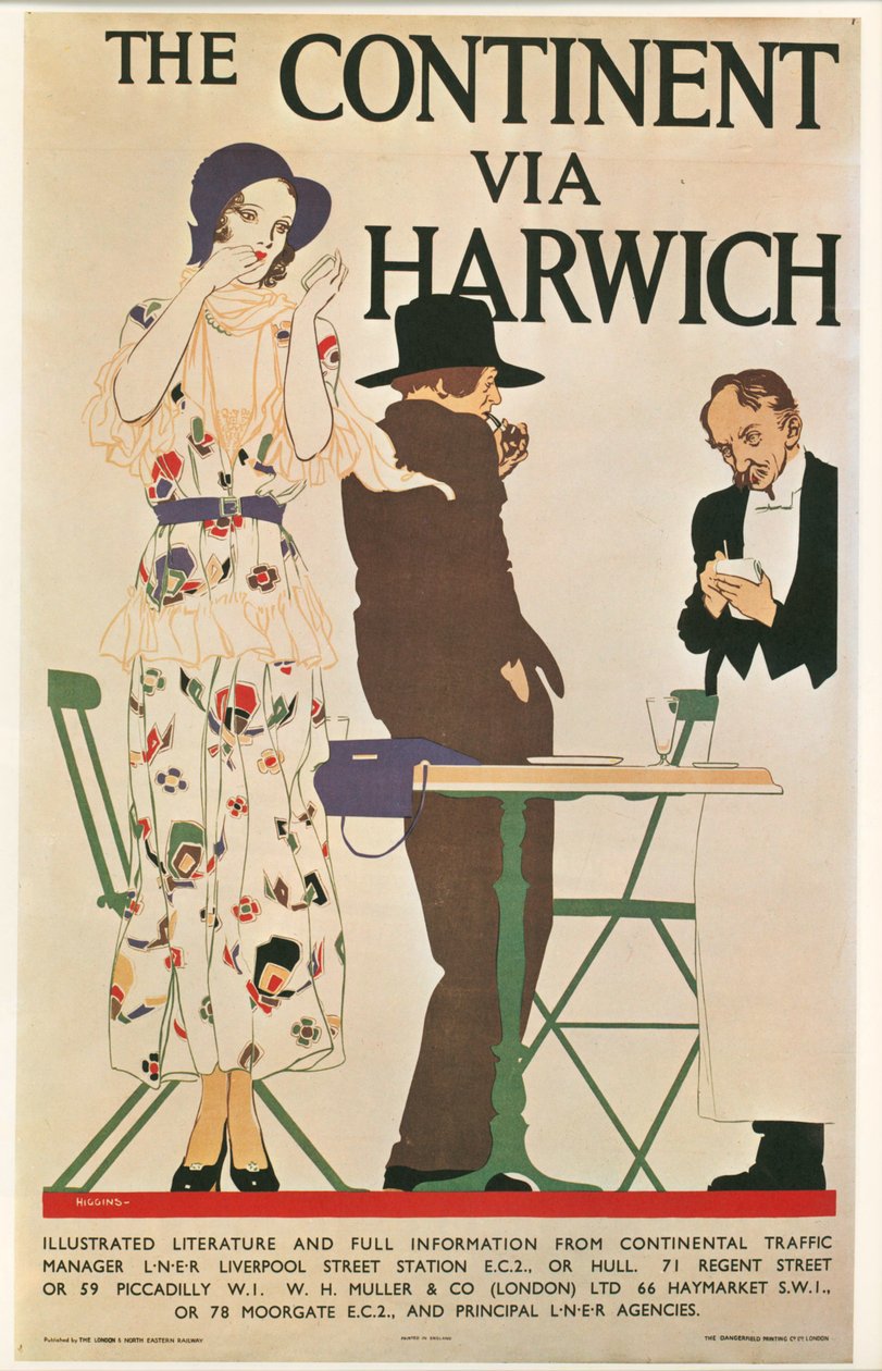 Reginald E. Higgins: Il continente via Harwich. Gran Bretagna ... (litografia) da Reginald Edward Higgins