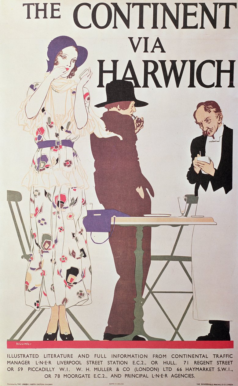 Il continente via Harwich (poster) da Reginald Edward Higgins