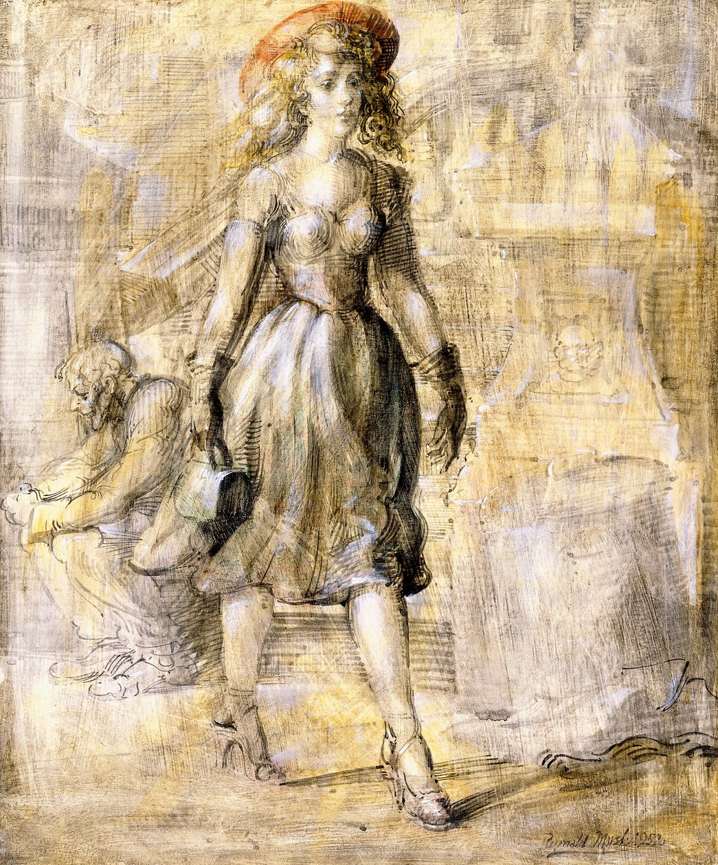 Ragazza che cammina per le strade della città da Reginald Marsh