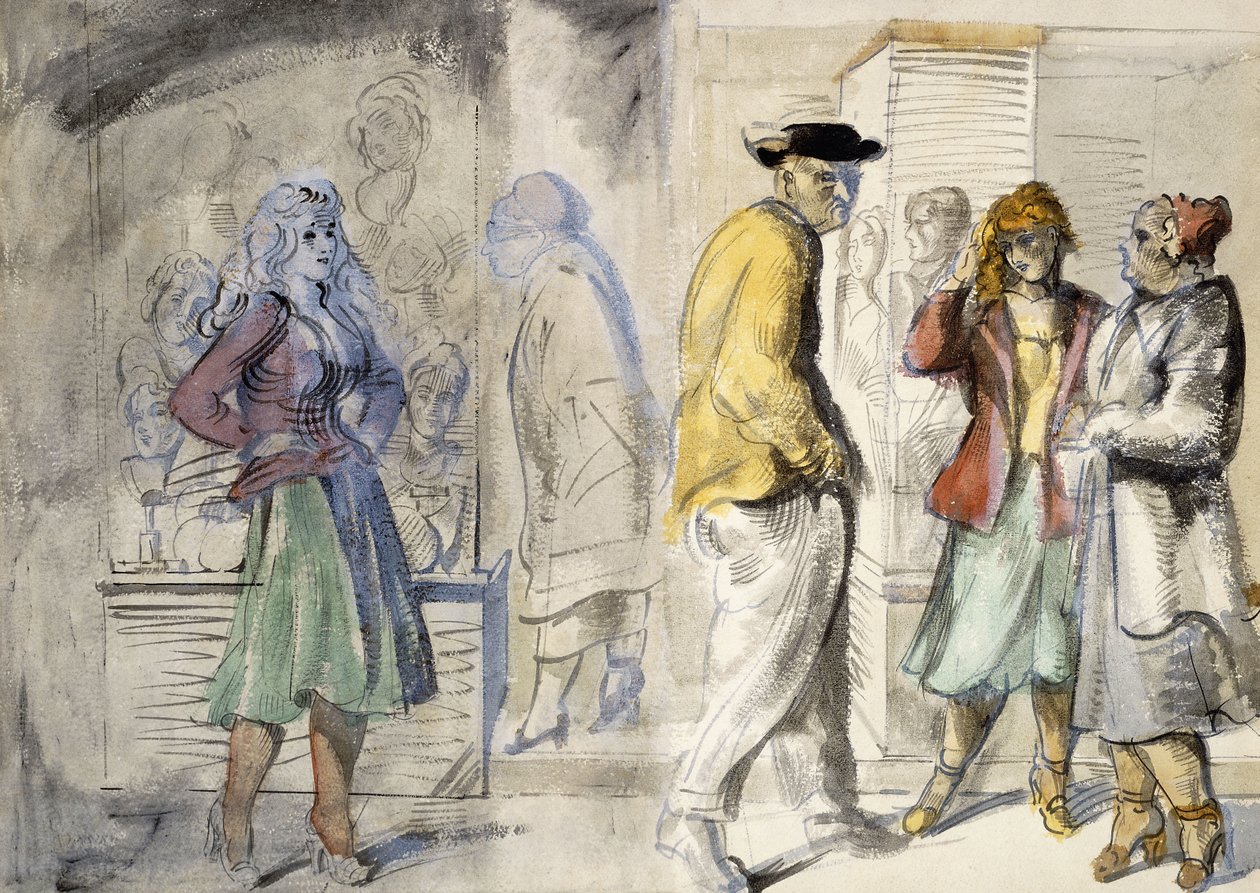 Scene di strada a New York: Un acquerello su due lati da Reginald Marsh