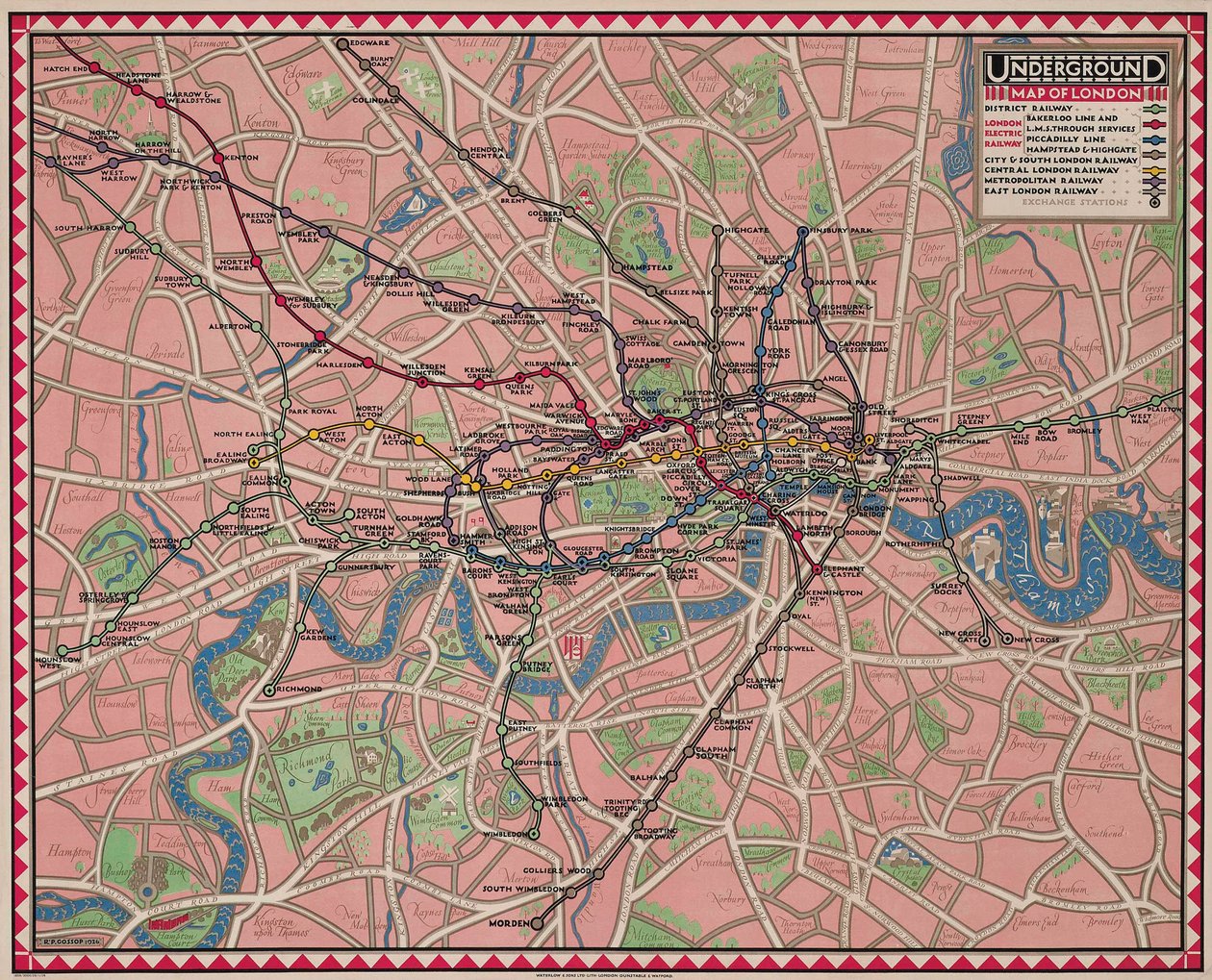 Mappa della metropolitana di Londra da Reginald Percy Gossop