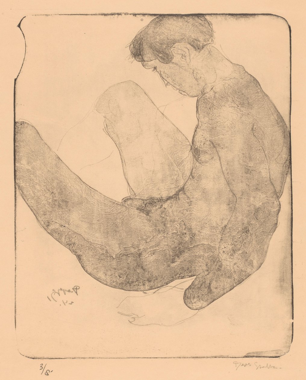 Uomo nudo con ginocchia piegate da Reijer Stolk (signed by artist)