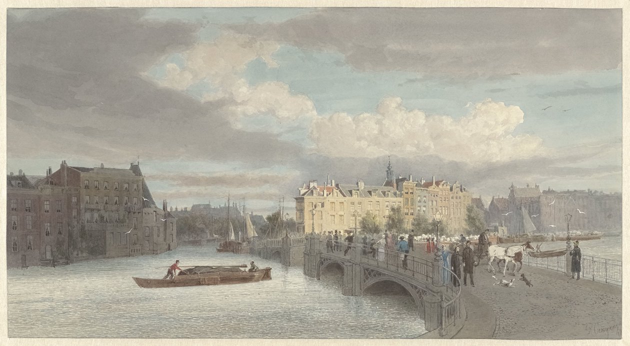 Veduta del ponte Halvemaansbrug presso l