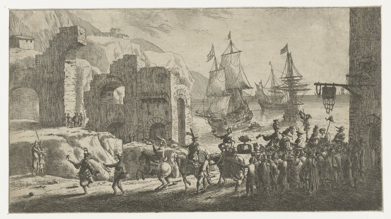 Mascherata in un porto da Reinier Nooms (attributed to)