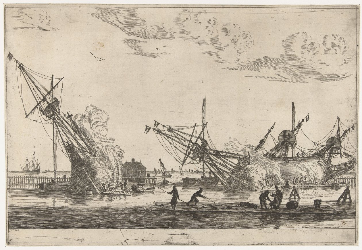 Impermeabilizzazione degli scafi di tre navi da Reinier Nooms