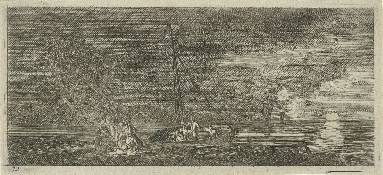 Paesaggio marino di notte da Reinier Nooms