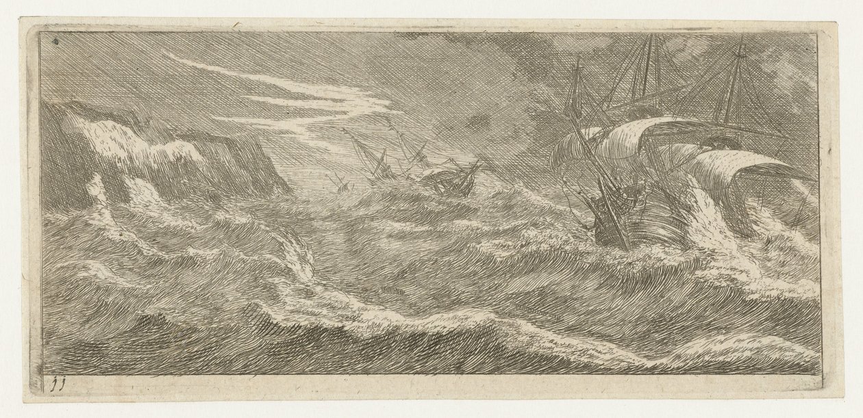 Navi a vela in una tempesta da Reinier Nooms