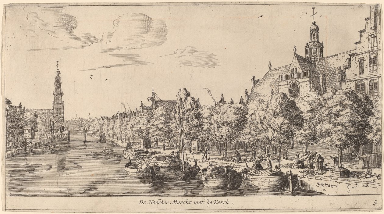 Noordenmarkt con la Noorden Kerk da Reinier Nooms, called Zeeman