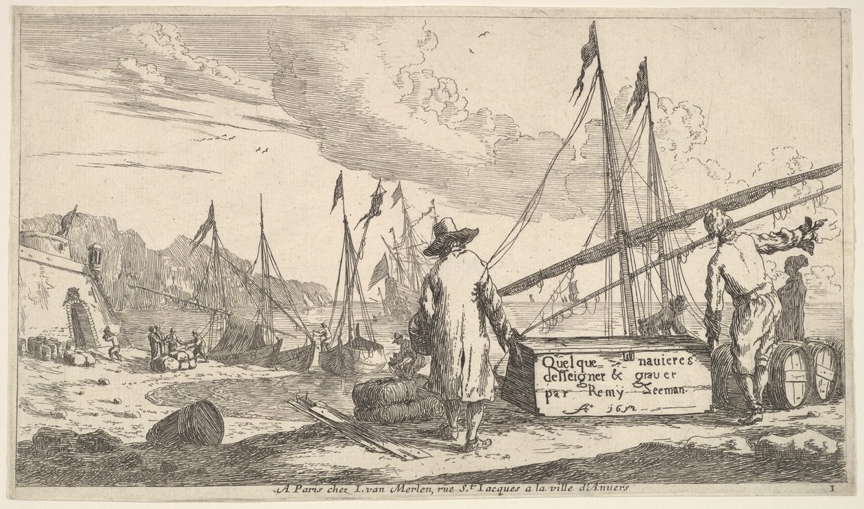 Pagina del titolo, Qualche nave disegnata e incisa da Remy Zeeman, 1652 da Reinier Zeeman