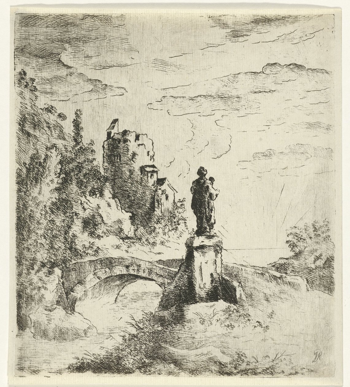 Ponte con statua da Reinierus Albertus Ludovicus baron van Isendoorn à Blois