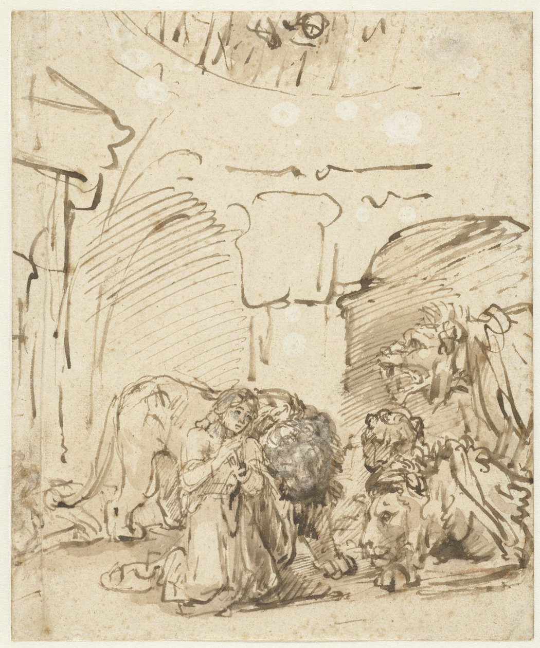 Daniele nella fossa dei leoni, c.1650 da Rembrandt van Rijn
