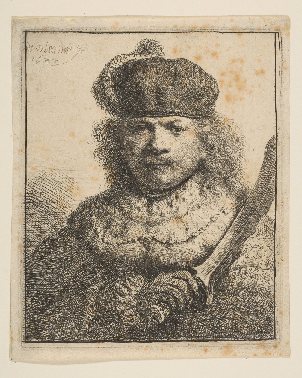 Rembrandt con Sciabola Alzata, 1634 da Rembrandt van Rijn