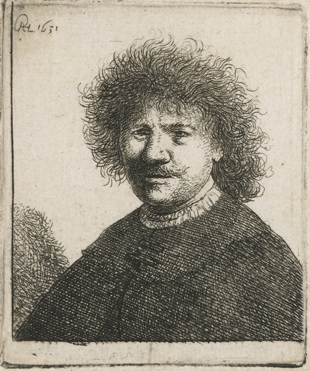 Autoritratto con mantello e colletto piatto, 1630-31 da Rembrandt van Rijn