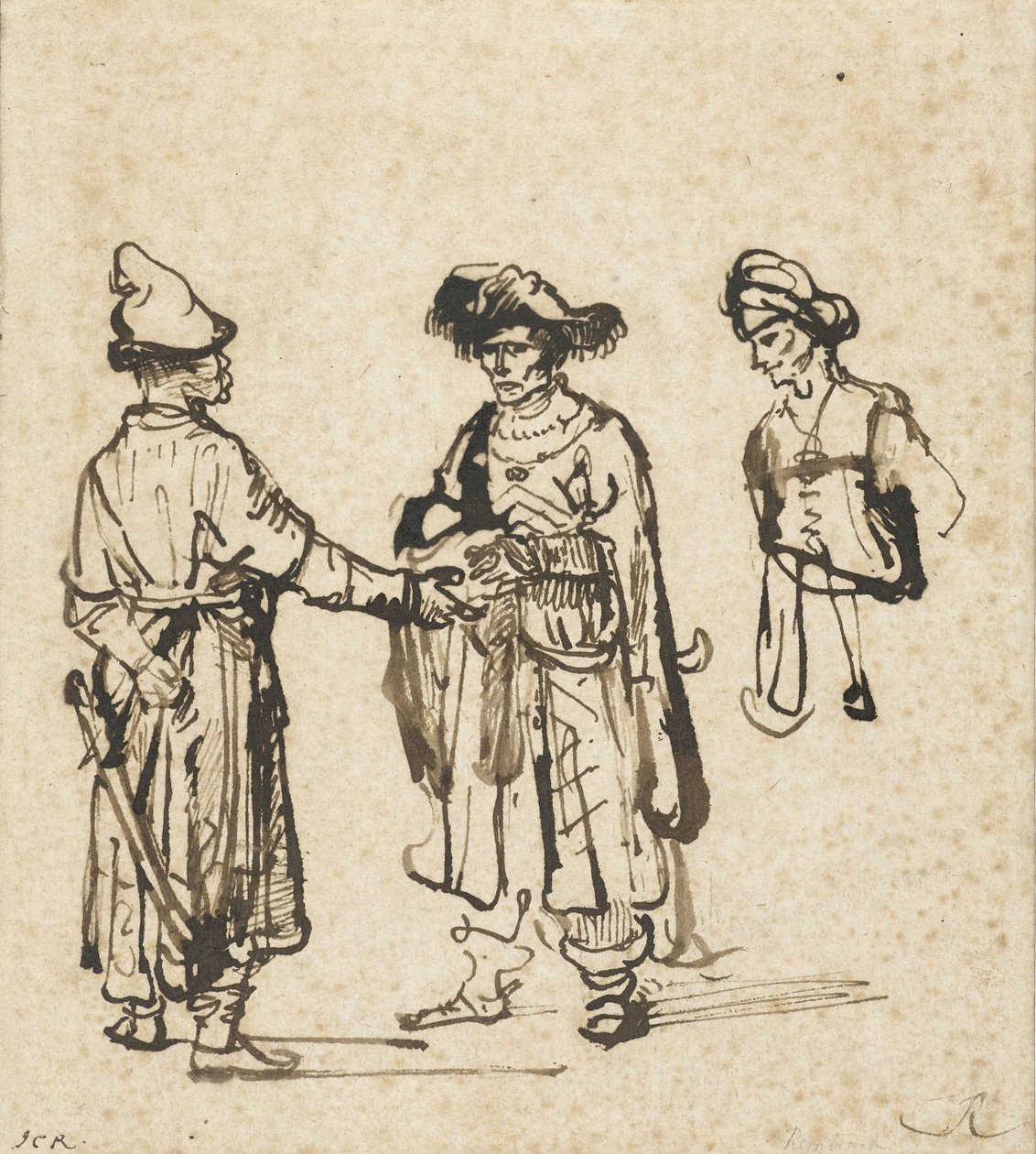 Tre orientali conversano, c.1645 da Rembrandt van Rijn
