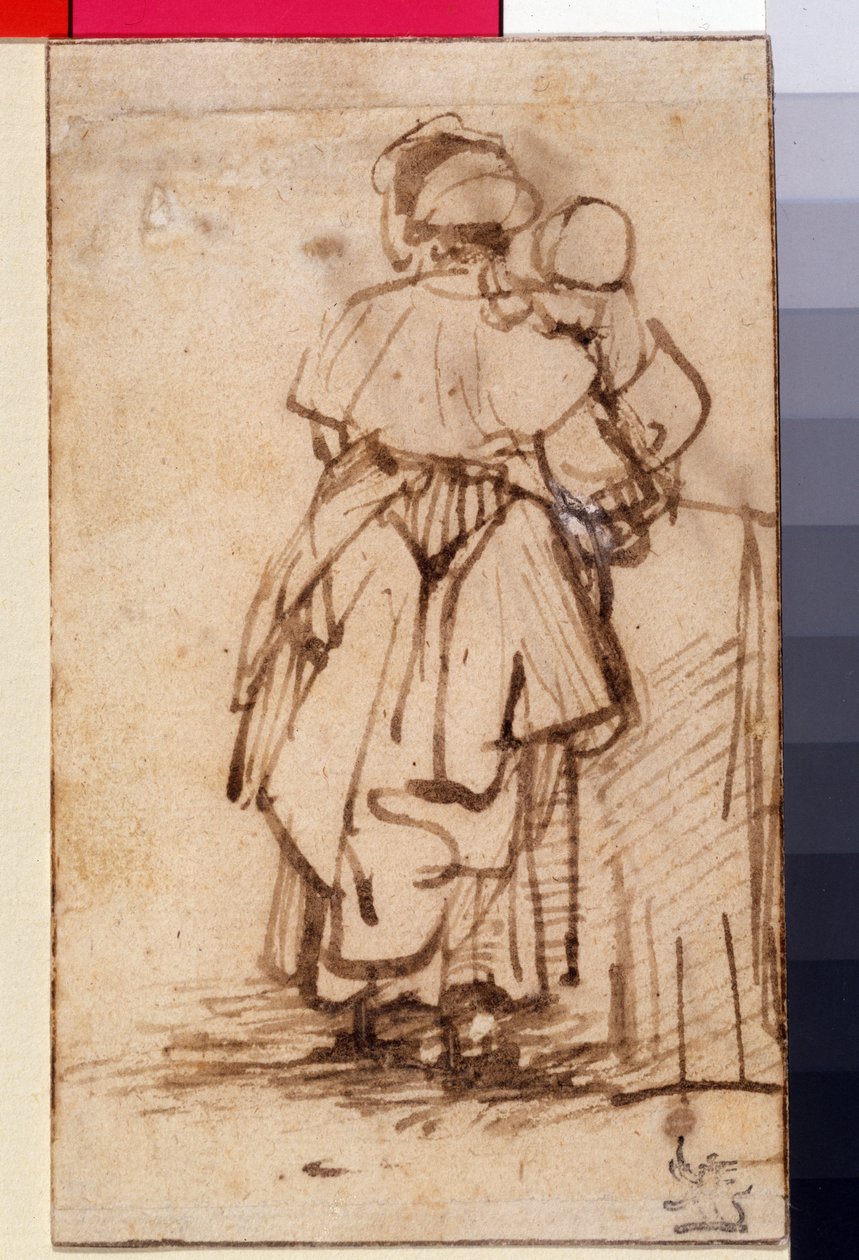 Donna con Bambino in Grembo, c.1640 da Rembrandt van Rijn