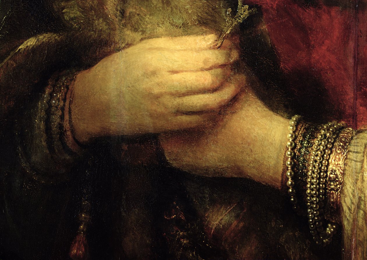 Ritratto di Saskia van Uylenburgh (1612-42) in costume ricco (dettaglio) da Rembrandt van Rijn