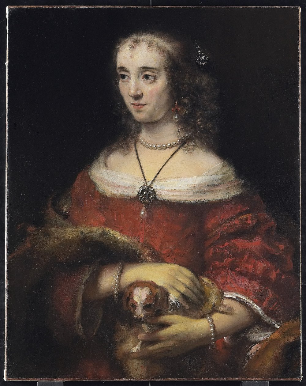 Ritratto di una signora con un cane da grembo da Rembrandt van Rijn
