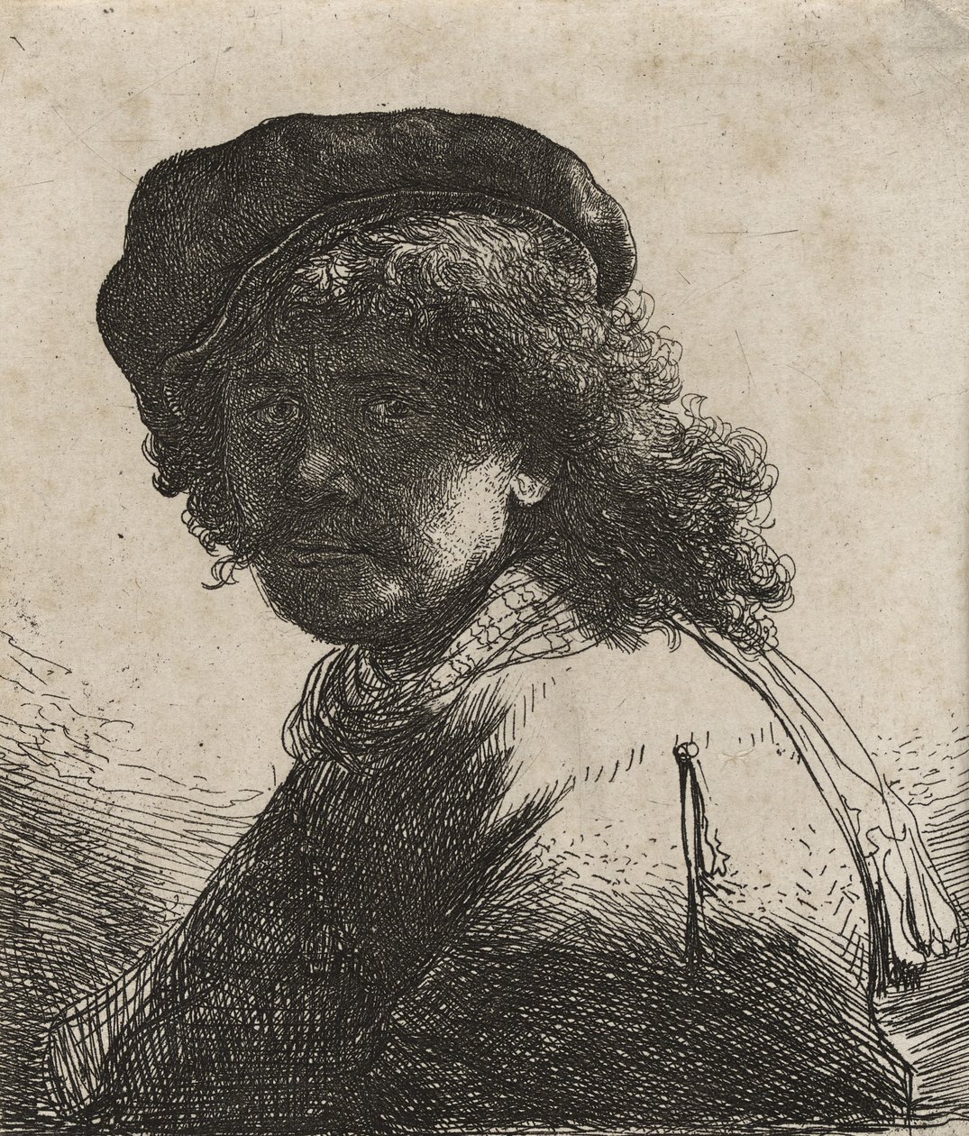 Rembrandt con cappello e sciarpa da Rembrandt van Rijn