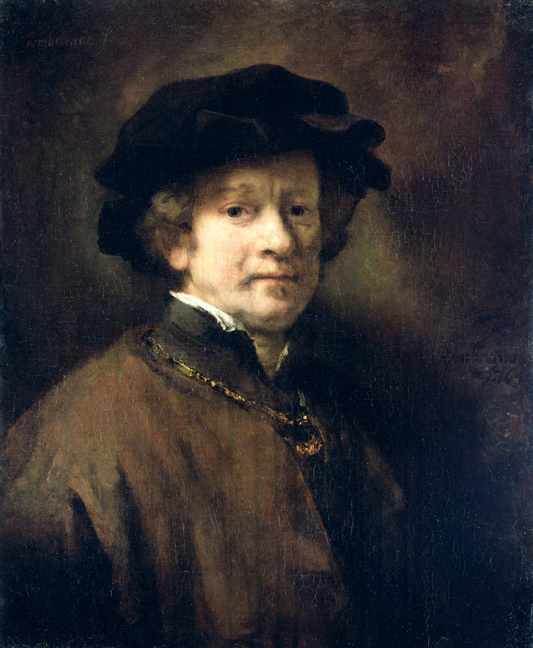 Autoritratto con cappello e catena d