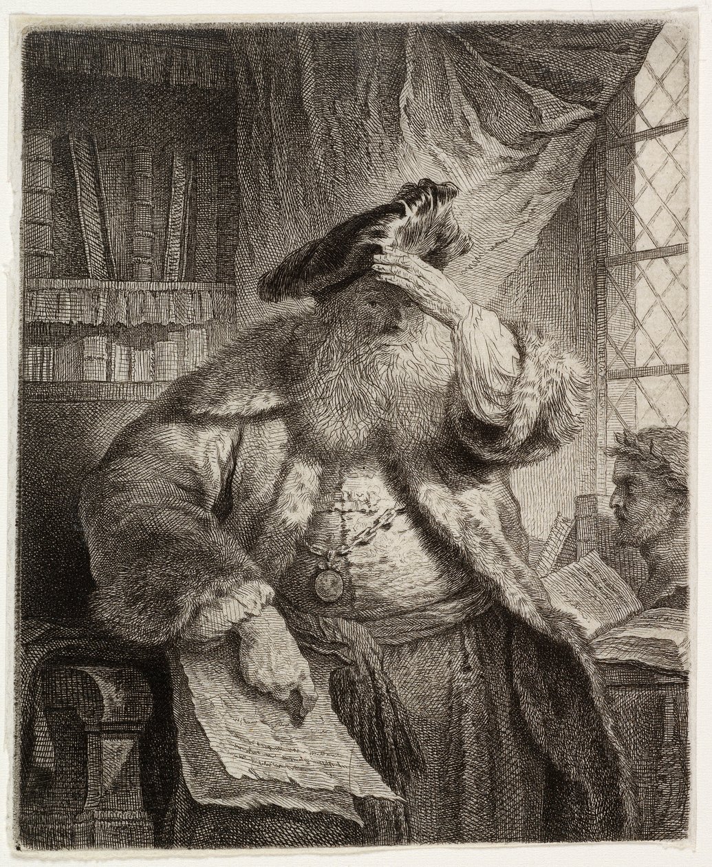 Vecchio che si ripara gli occhi con la mano da after Rembrandt van Rijn