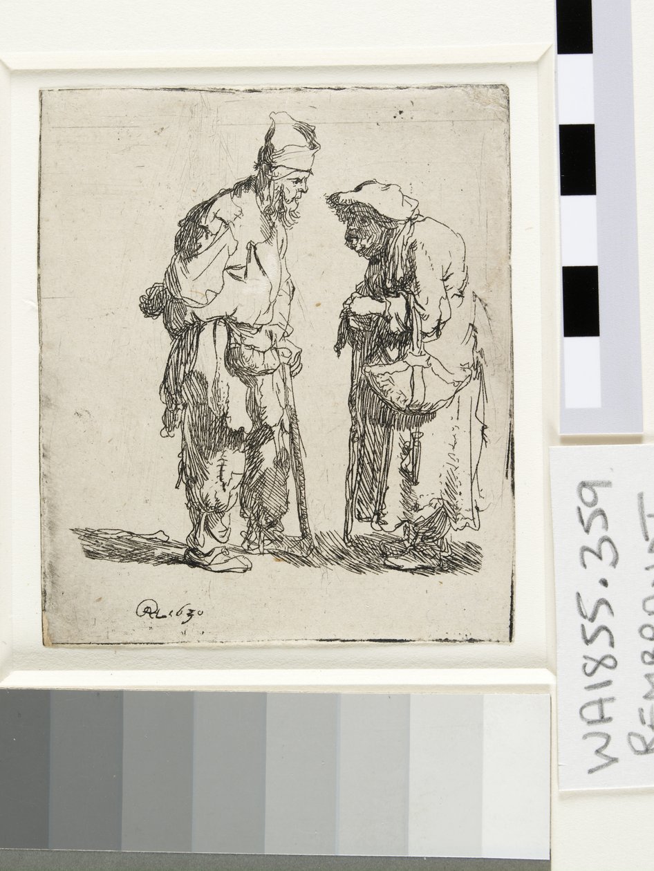 Mendicante e mendicante donna che conversano, 1630 da Rembrandt van Rijn