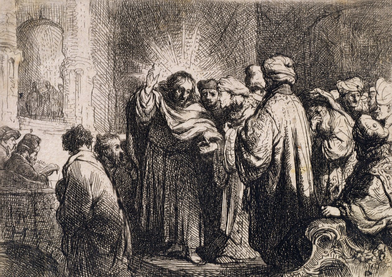 Cristo con gli Anziani, dal quaderno di ritagli di Michael Faraday da Rembrandt van Rijn