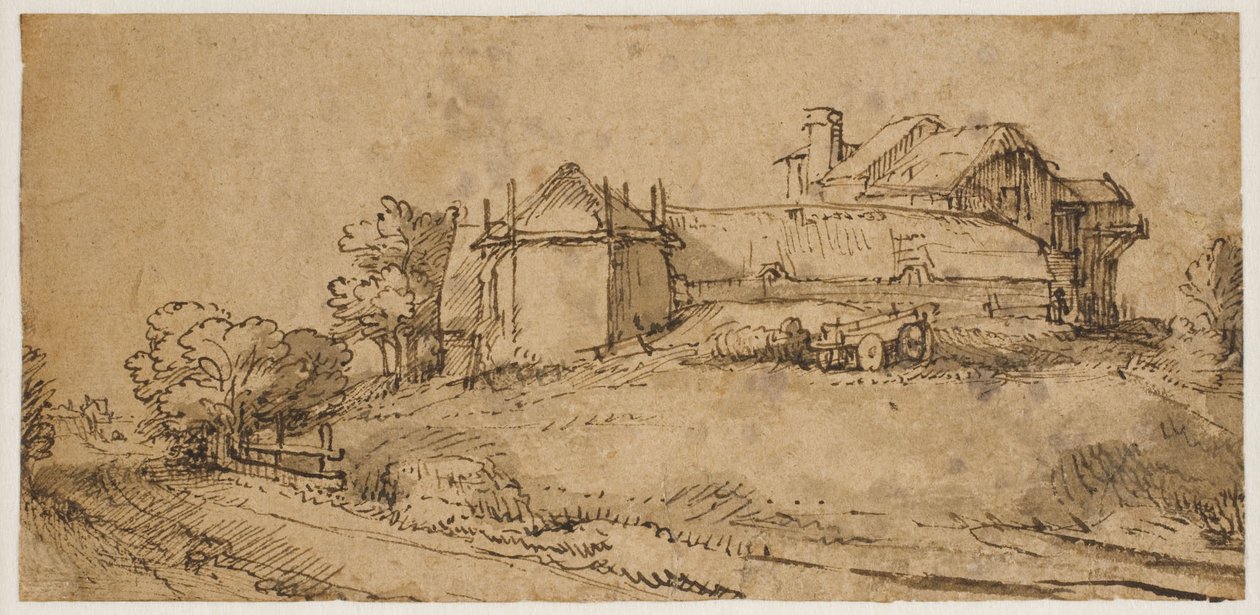 Paesaggio con una fattoria e un fienile da Rembrandt van Rijn
