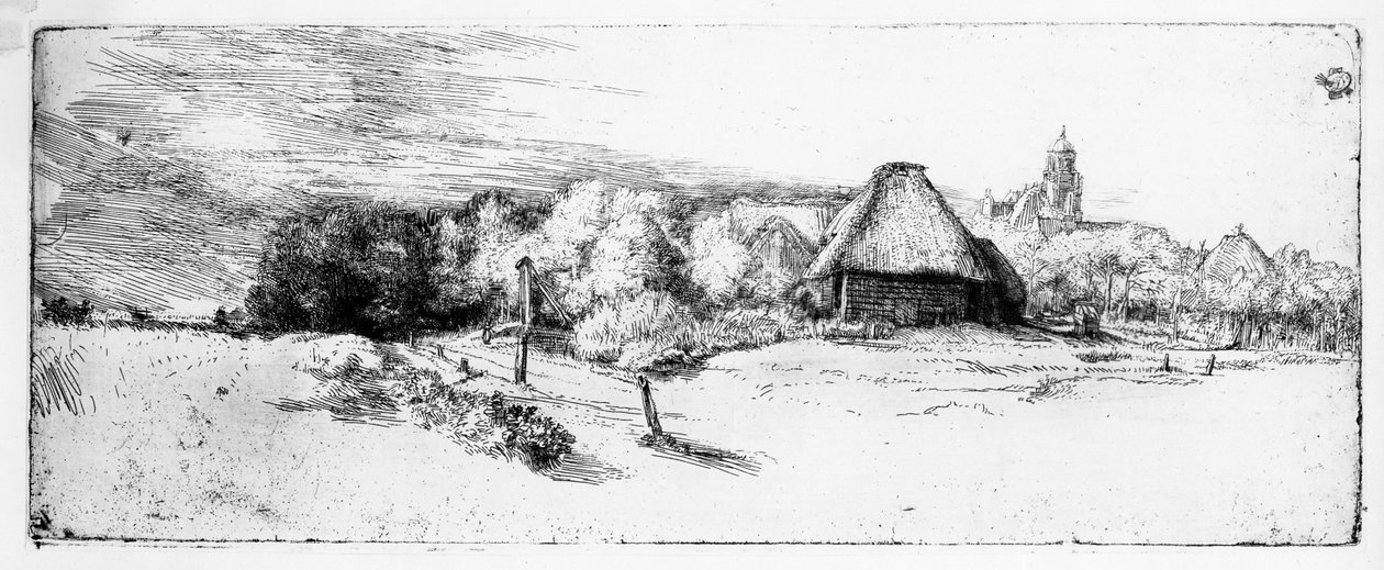 Paesaggio con una torre, c.1651 da Rembrandt van Rijn
