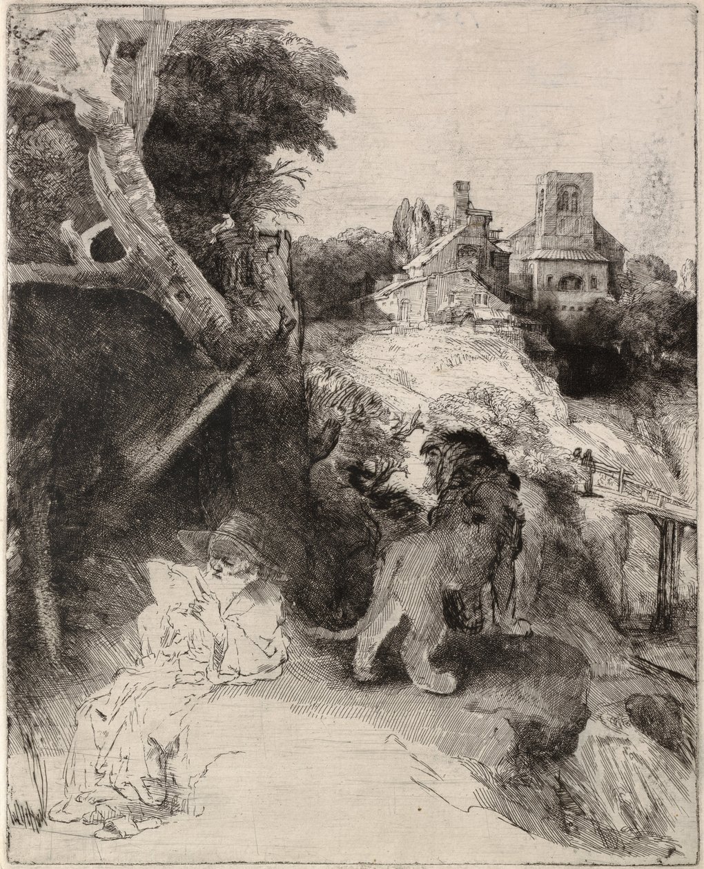 San Girolamo che legge in un paesaggio italiano da Rembrandt van Rijn