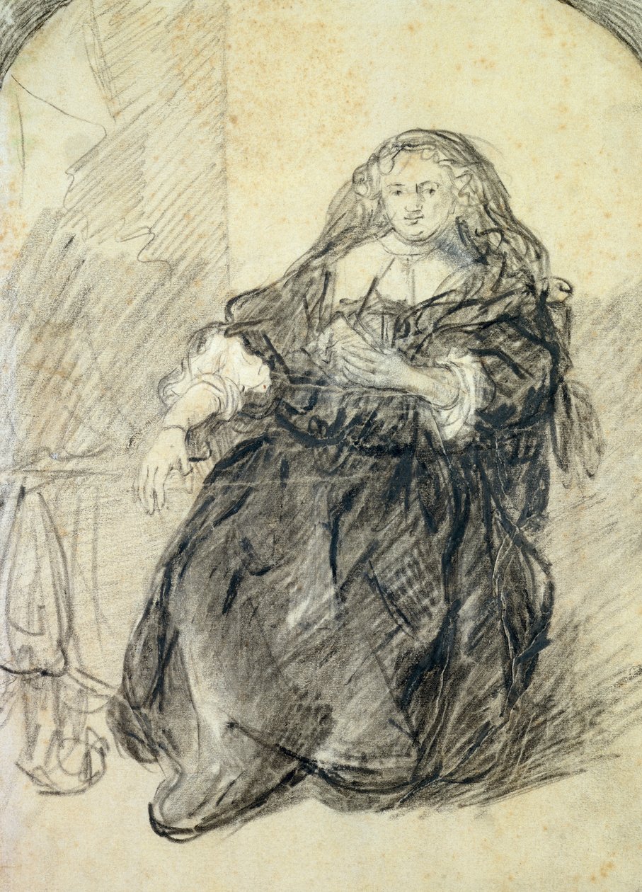 Saskia seduta con una lettera nella mano sinistra da Rembrandt van Rijn