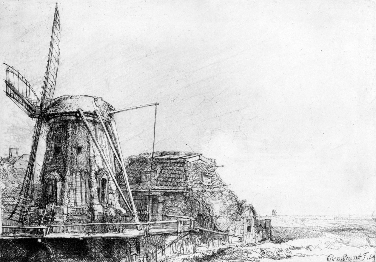 Il mulino a vento, 1641 da Rembrandt van Rijn