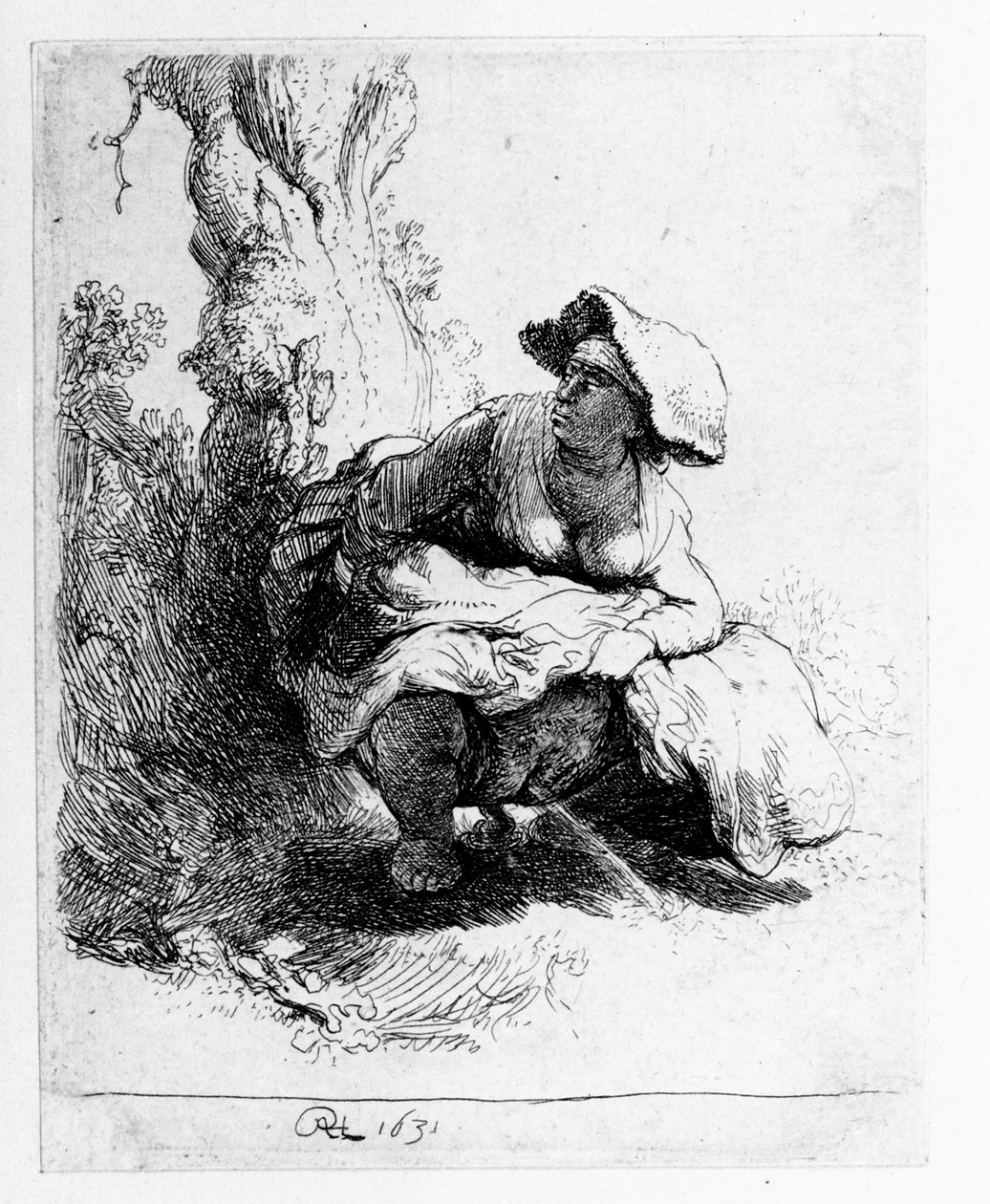 Donna che urina sotto un albero da Rembrandt van Rijn