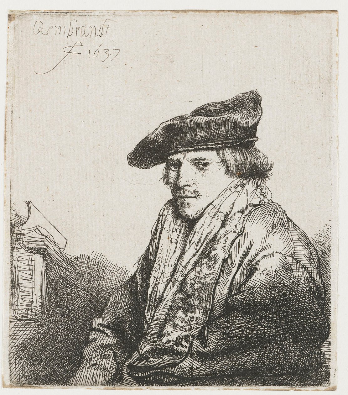 Giovane con cappello di velluto da Rembrandt van Rijn