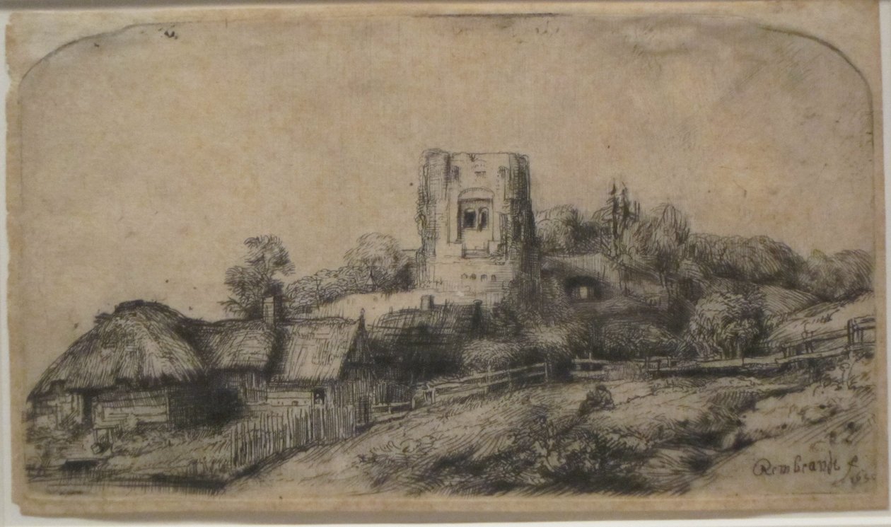 Paesaggio con torre quadrata da Rembrandt