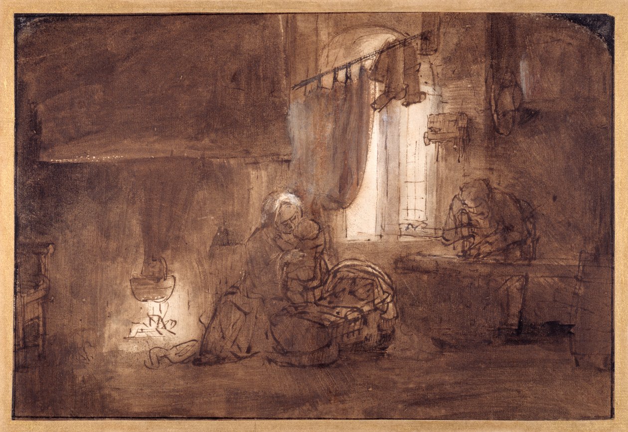 La Sacra Famiglia nella bottega del falegname da Rembrandt Harmensz. van Rijn (school of)